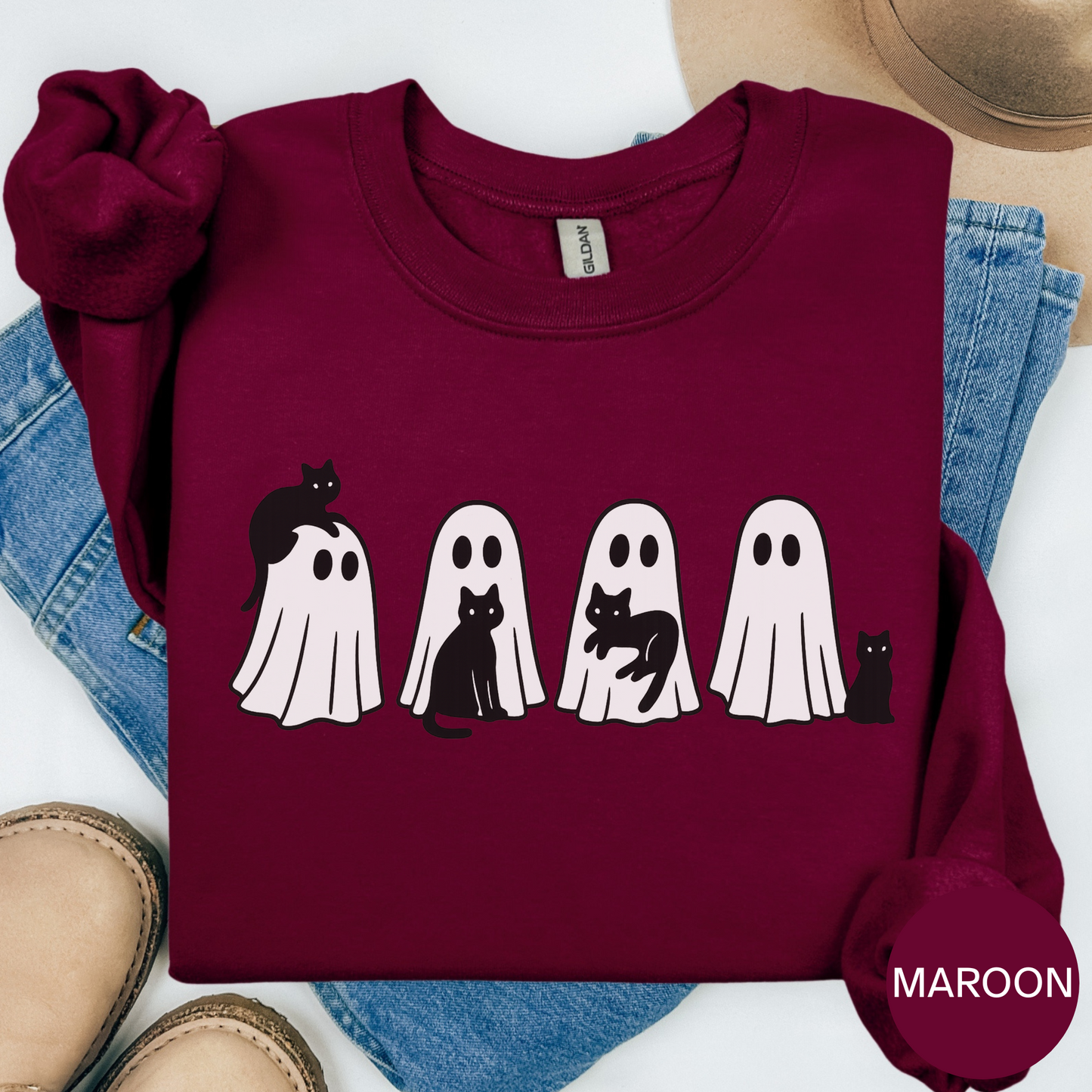 Ghosts and Cats Halloween Sweatshirt