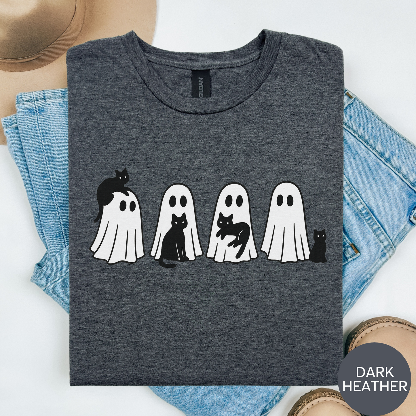 Ghosts and Cats Halloween T-shirt