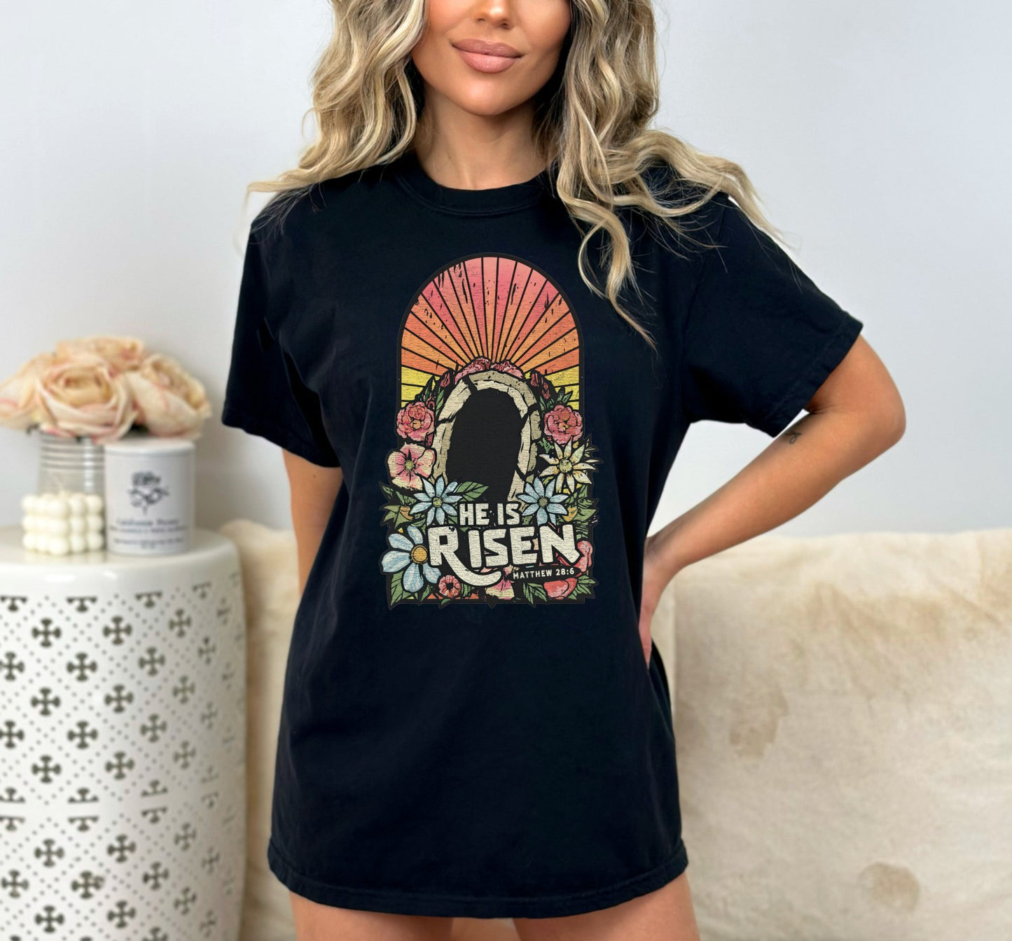 He is Risen Tomb Christian Easter Shirt