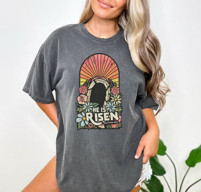 He is Risen Tomb Christian Easter Shirt