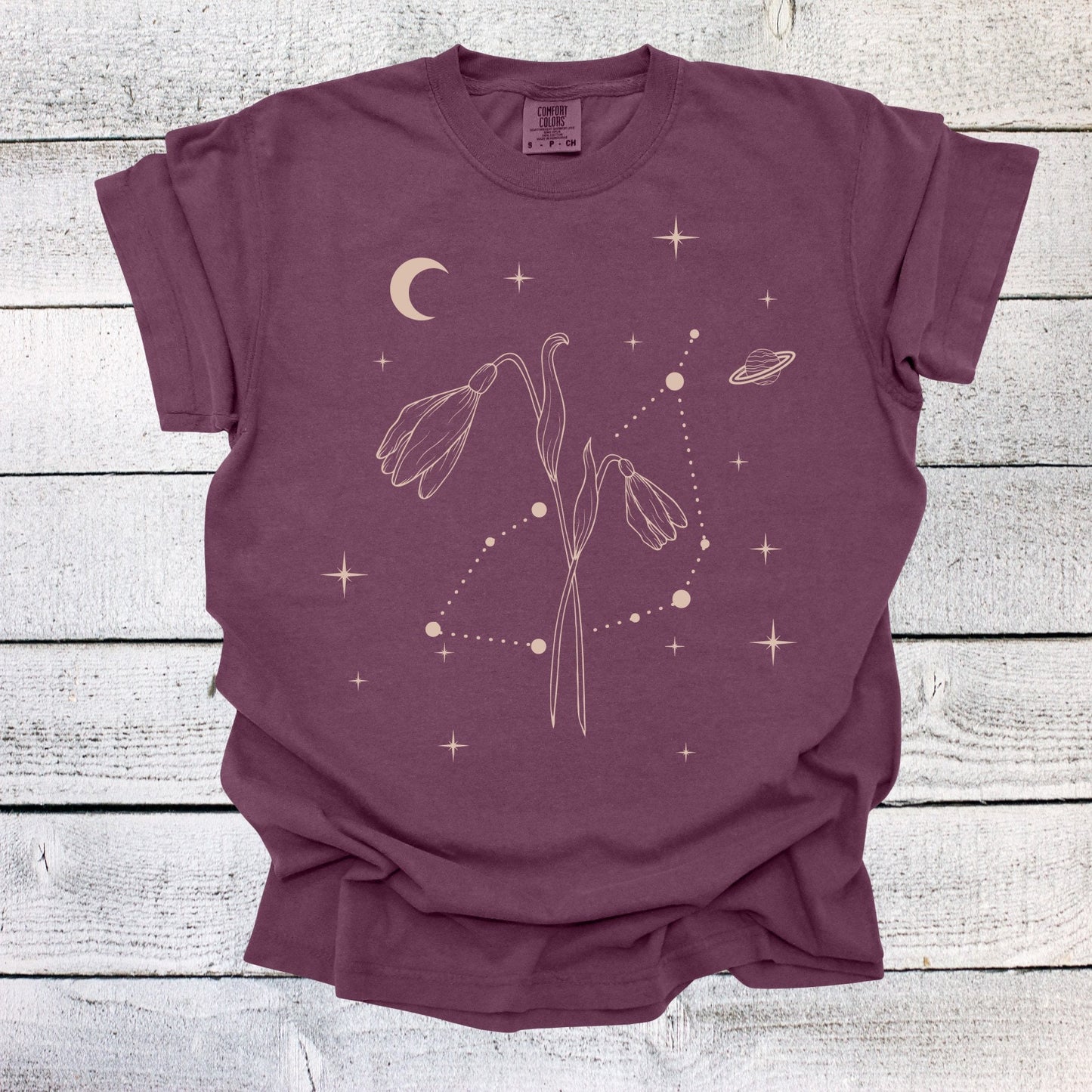 January Zodiac Flower Shirt, Capricorn Birth Month Shirt, Celestial Birth Month Constellations Shirt, Snow Drop Birth Flower Shirt, Birthday