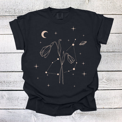 January Zodiac Flower Shirt, Capricorn Birth Month Shirt, Celestial Birth Month Constellations Shirt, Snow Drop Birth Flower Shirt, Birthday