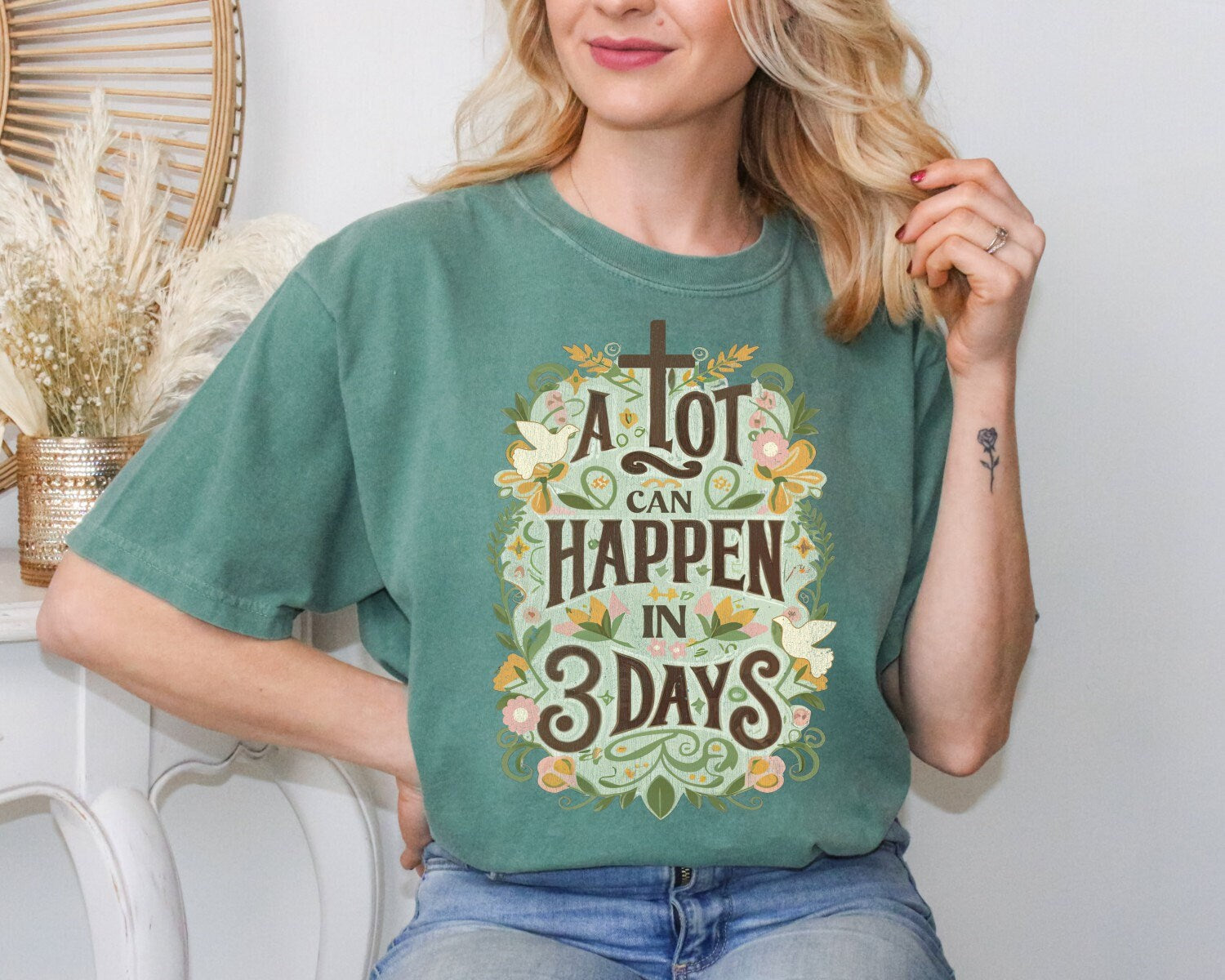 Christian Shirts Religious Tshirt Boho Christian Shirt Christian T Shirts Bible Verse Shirt A Lot can happen in 3 days Shirt