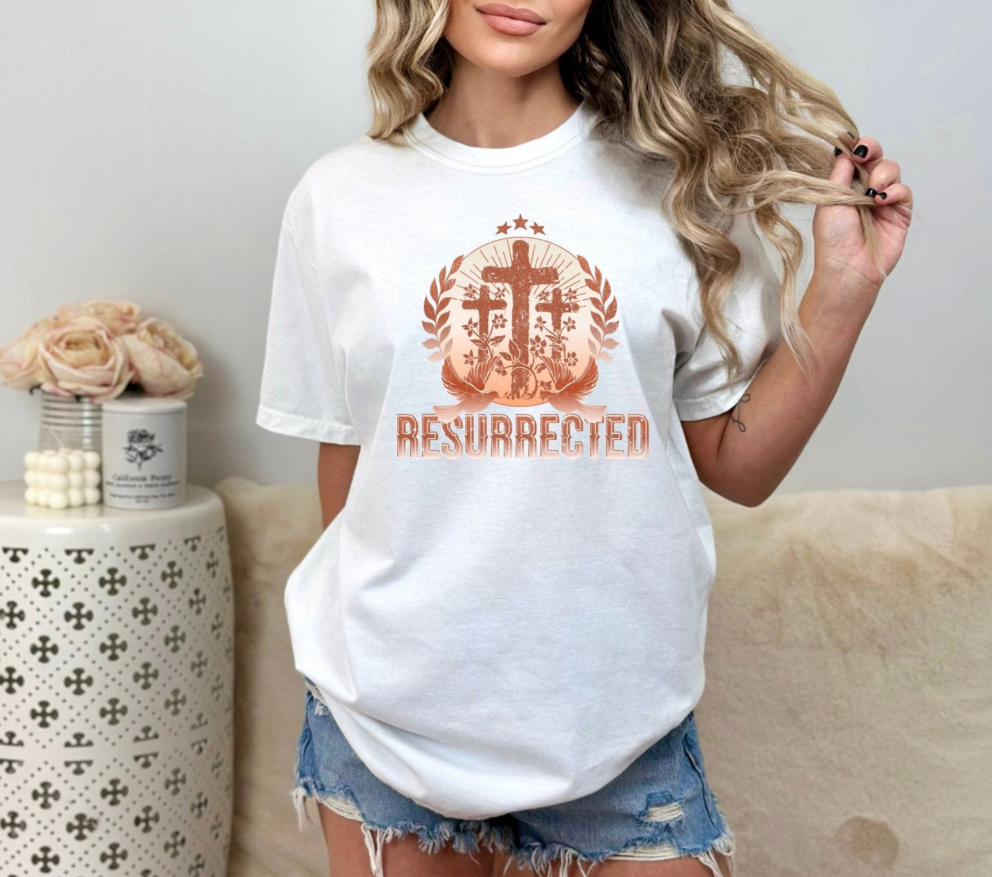 Christian Shirts Religious Tshirt Boho Christian Shirt Christian T Shirts Bible Verse Shirt Resurrected Shirt