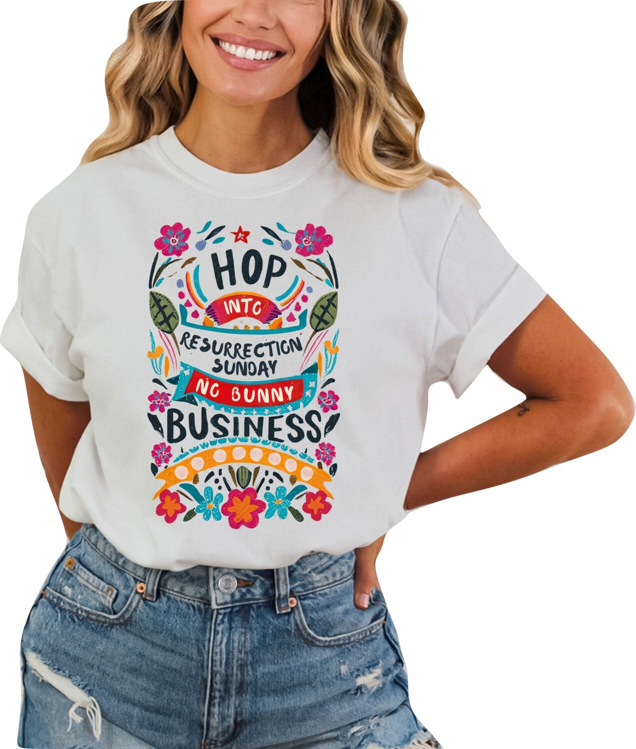 Christian Shirts Boho Christian Shirt Religious Shirt Christian T Shirts Bible Verse Shirt Hop Into Resurrection Day No Bunny Business Shirt