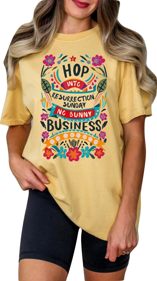 Christian Shirts Boho Christian Shirt Religious Shirt Christian T Shirts Bible Verse Shirt Hop Into Resurrection Day No Bunny Business Shirt