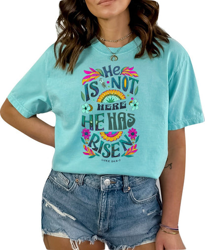 Christian Shirts Boho Christian Shirt Religious Tshirt Christian T Shirts Bible Verse Shirt He is Not Here He is Risen Floral Shirt