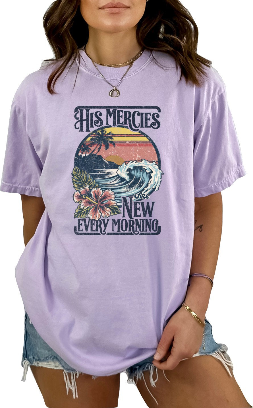 Christian Shirts Boho Christian Shirt Religious Tshirt Christian T Shirts Bible Verse Shirt His Mercies are New Every Morning Shirt