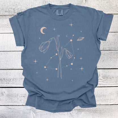 January Zodiac Flower Shirt, Capricorn Birth Month Shirt, Celestial Birth Month Constellations Shirt, Snow Drop Birth Flower Shirt, Birthday