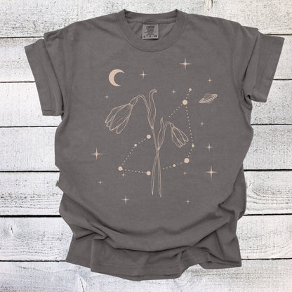 January Zodiac Flower Shirt, Capricorn Birth Month Shirt, Celestial Birth Month Constellations Shirt, Snow Drop Birth Flower Shirt, Birthday