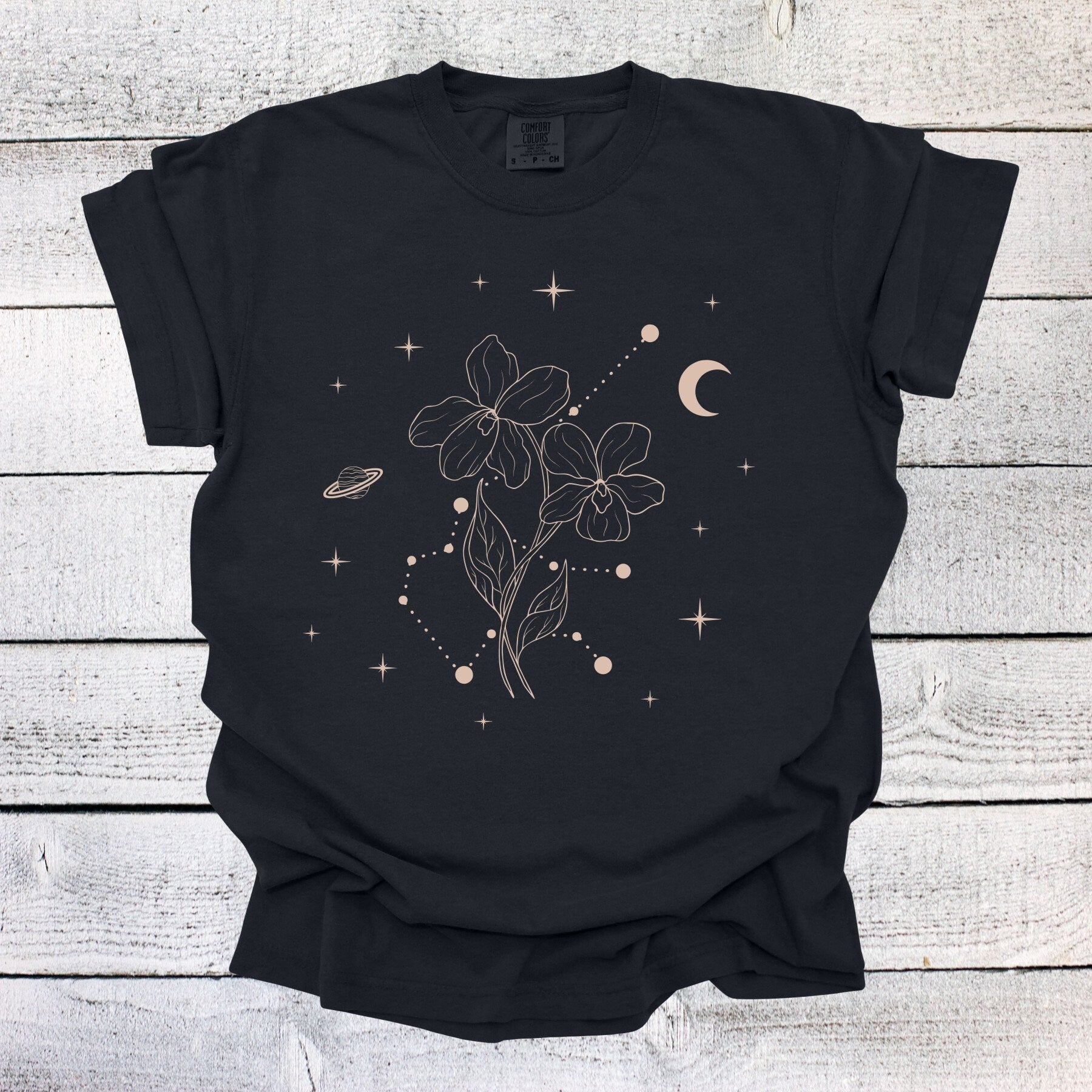 February Zodiac Flower Shirt, Aquarius Birth Month Shirt, Celestial Birth Month Constellations Shirt, Violet Birth Flower Shirt, Birthday