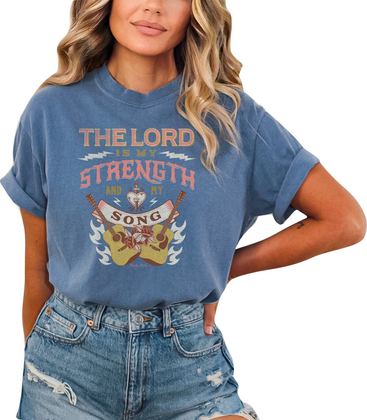 Christian Shirts Religious Tshirt Christian T Shirts Boho Christian Shirt Bible Verse Shirt The Lord is My Strength and My Song Shirt