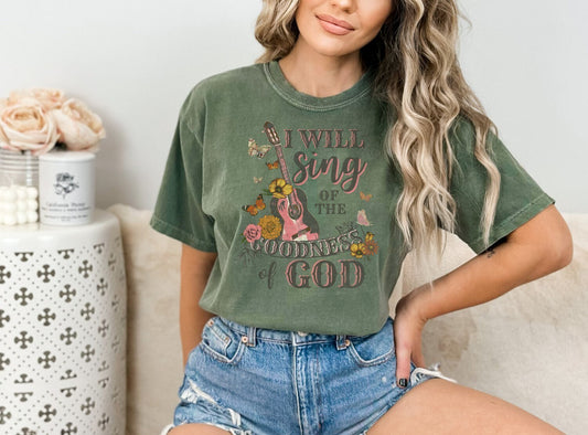 Christian Shirts Religious Tshirt Boho Christian Shirt Christian T Shirts Bible Verse Shirt I Will Sing the Goodness of God Shirt