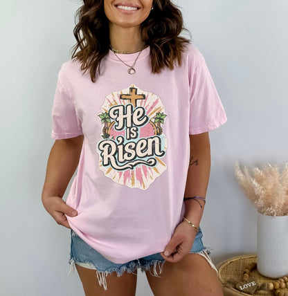 Christian Shirts Religious Tshirt Boho Christian Shirt Christian T Shirts Bible Verse Shirt He is Risen Shirt