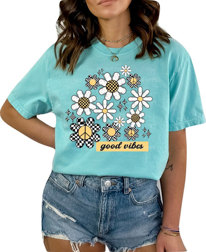 Good Vibese Flowers Tshirt Flower Shirt Garden Shirt Flower Lover Shirt Wild Flowers Shirt Floral Tshirt Floral Shirt Sunflowers Shirt