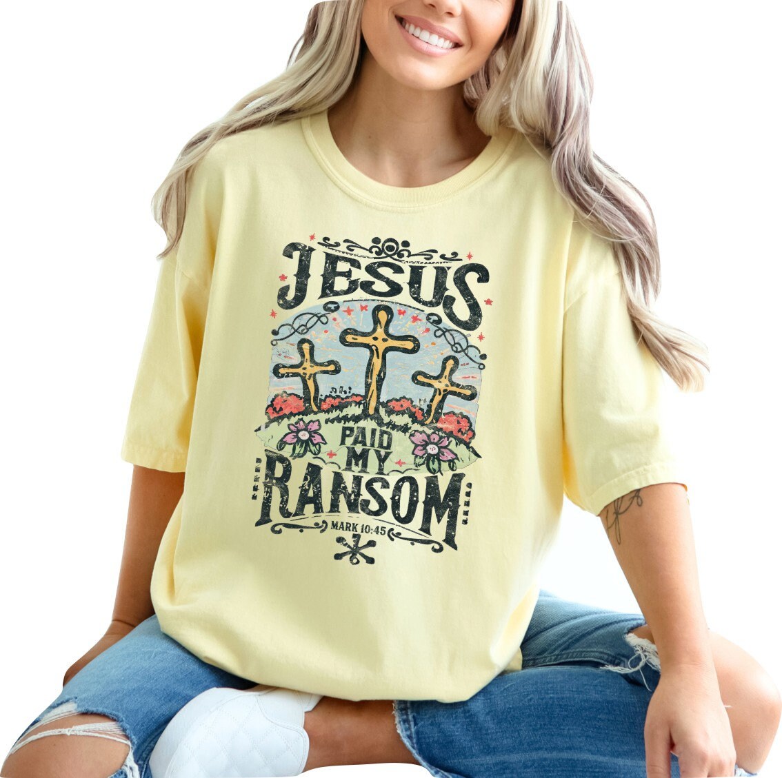 Christian Shirts Religious Tshirt Christian T Shirts Boho Christian Shirt Bible Verse Shirt Easter Shirt Jesus Paid My Ransom Shirt