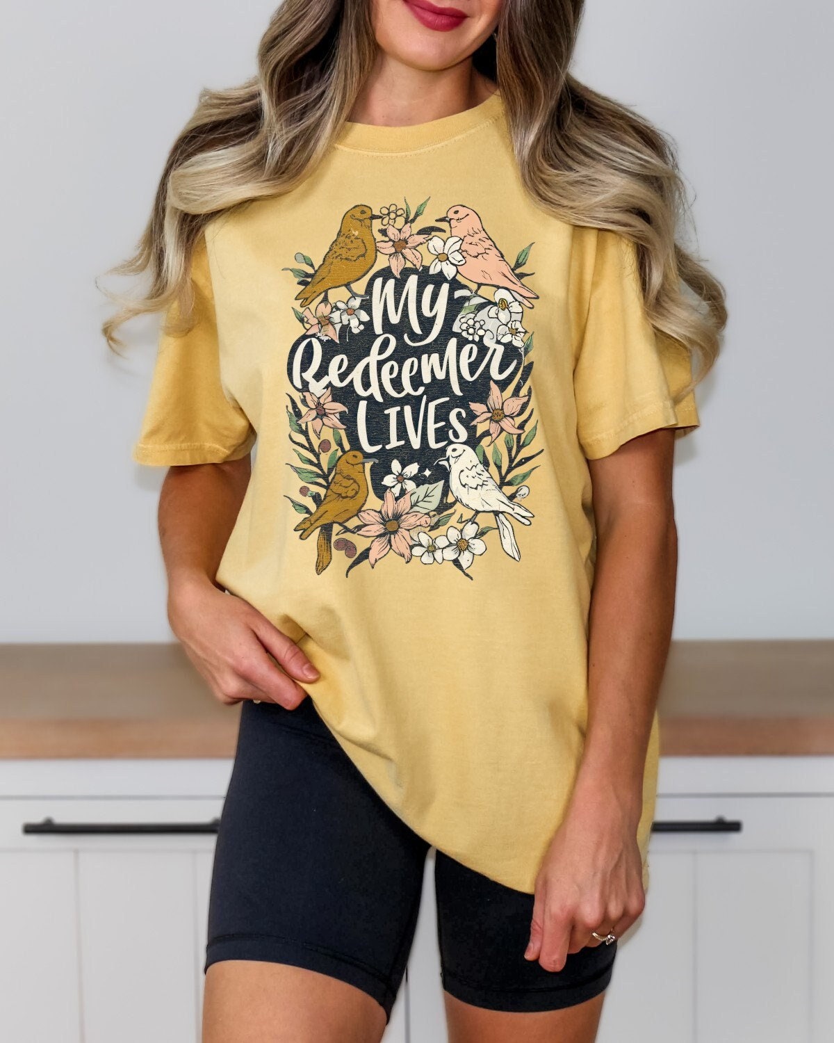 Christian Shirts Religious Tshirt Christian T Shirts Boho Christian Shirt Bible Verse Shirt Easter Shirt My Redeemer Lives Shirt