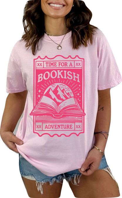 Book shirt Book Lover TShirt women Reading Shirts Book Club book shirt for women reading shirt Book gift Time for a bookish adventure Shirt