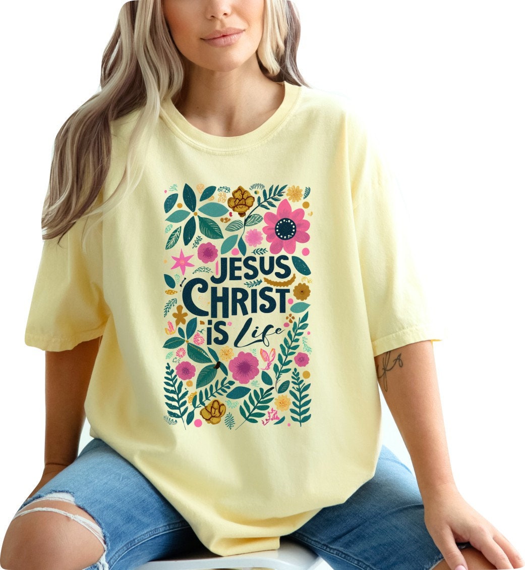 Christian Shirts Boho Christian Shirt Religious Tshirt Christian T Shirts Bible Verse Shirt Jesus Christ is Life Shirt