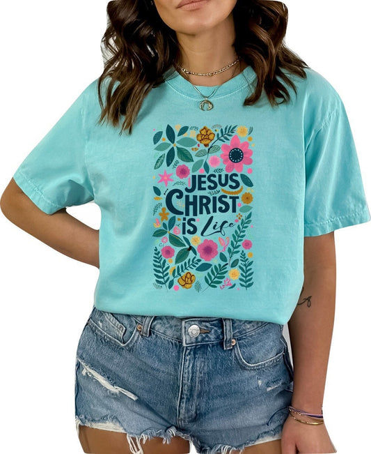 Christian Shirts Boho Christian Shirt Religious Tshirt Christian T Shirts Bible Verse Shirt Jesus Christ is Life Shirt