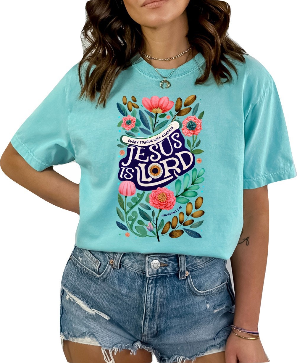 Christian Shirts Boho Christian Shirt Religious Tshirt Christian T Shirts Bible Verse Shirt Jesus is Lord Floral Shirt