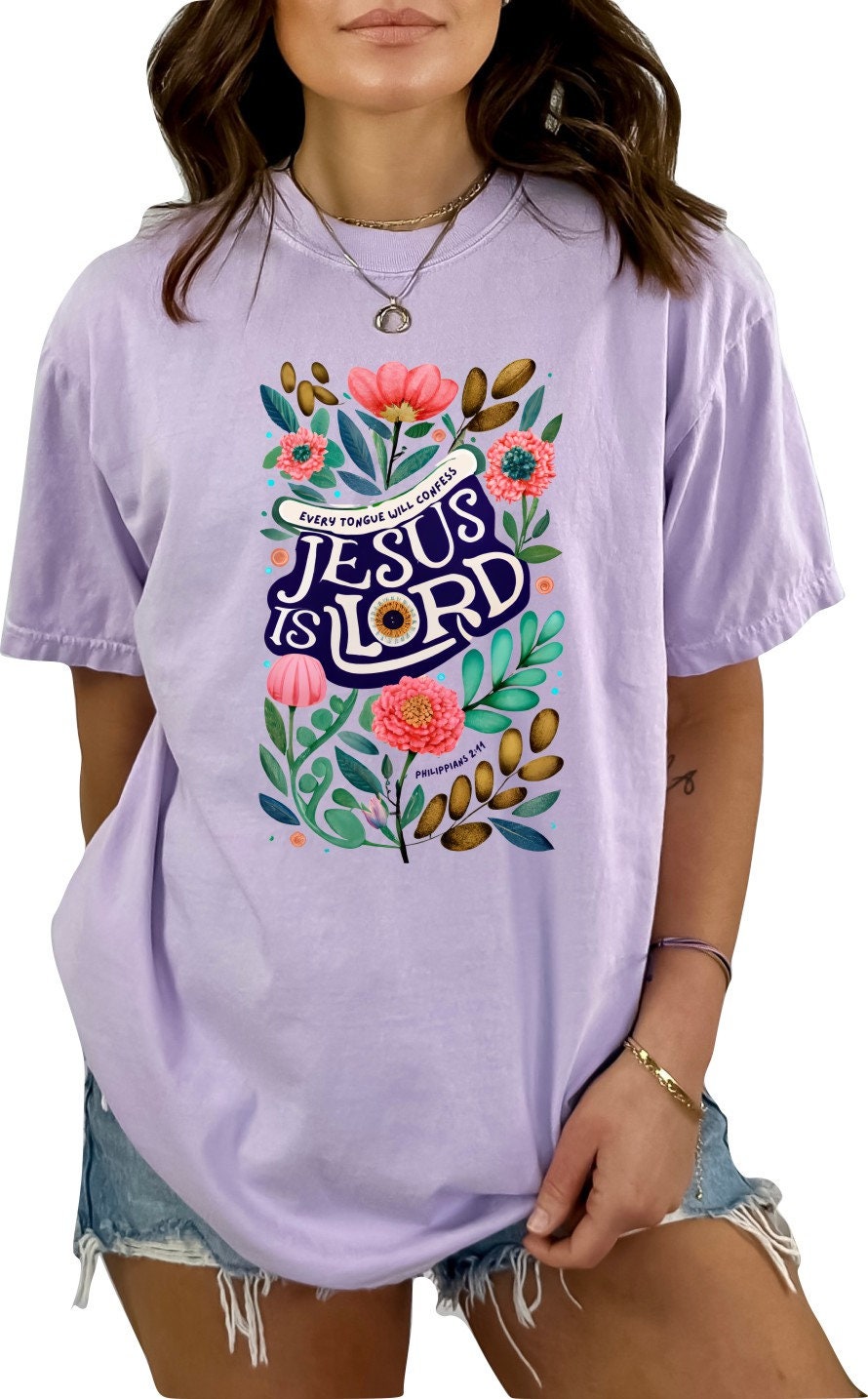 Christian Shirts Boho Christian Shirt Religious Tshirt Christian T Shirts Bible Verse Shirt Jesus is Lord Floral Shirt