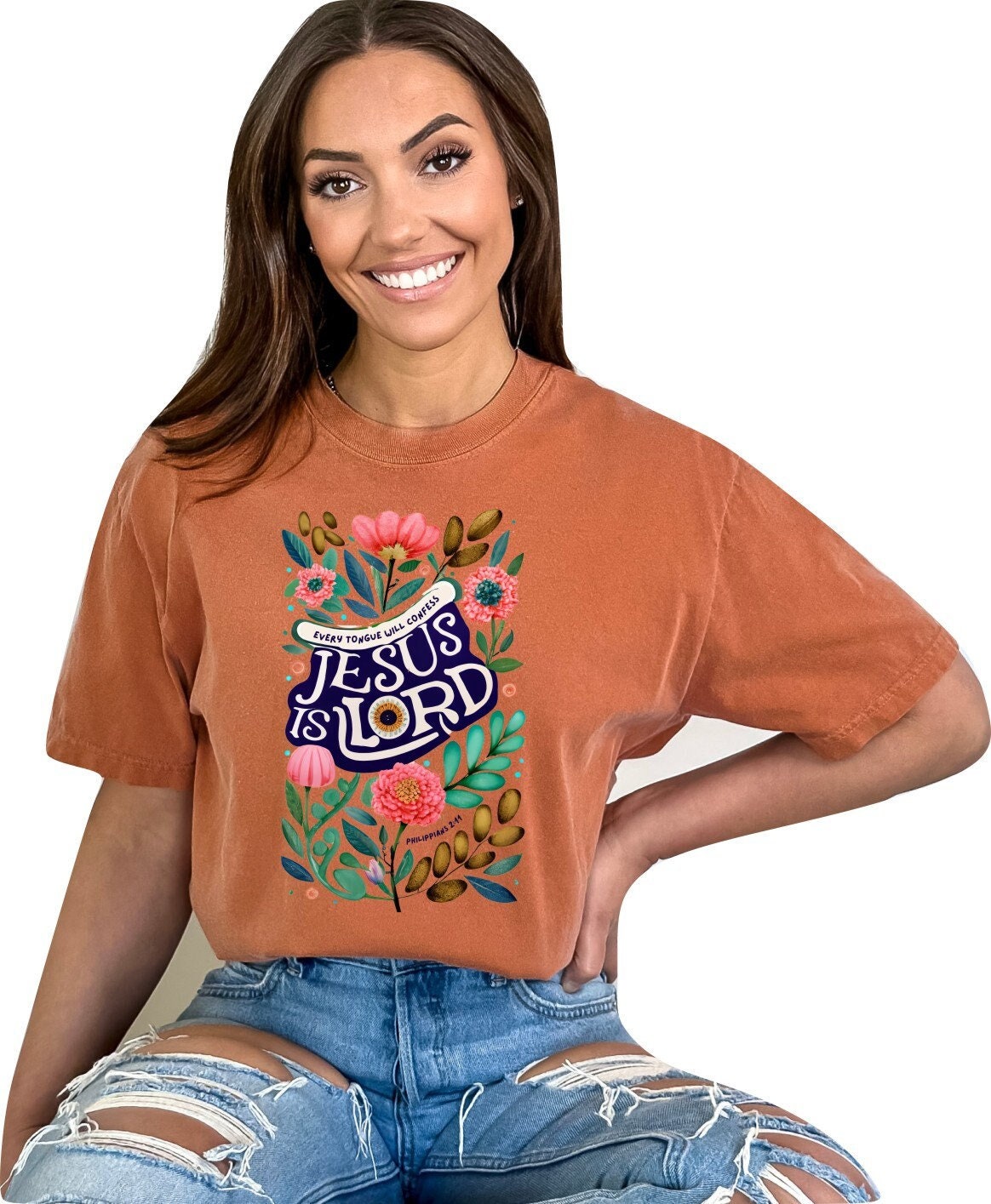 Christian Shirts Boho Christian Shirt Religious Tshirt Christian T Shirts Bible Verse Shirt Jesus is Lord Floral Shirt