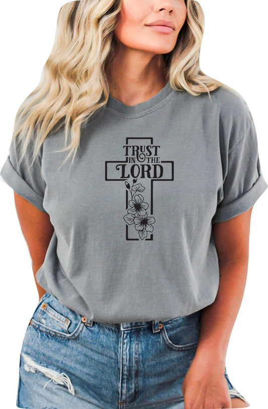 Christian Shirts Boho Christian Shirt Religious Tshirt Christian T Shirts Bible Verse Shirt Trust in the Lord Cross Shirt