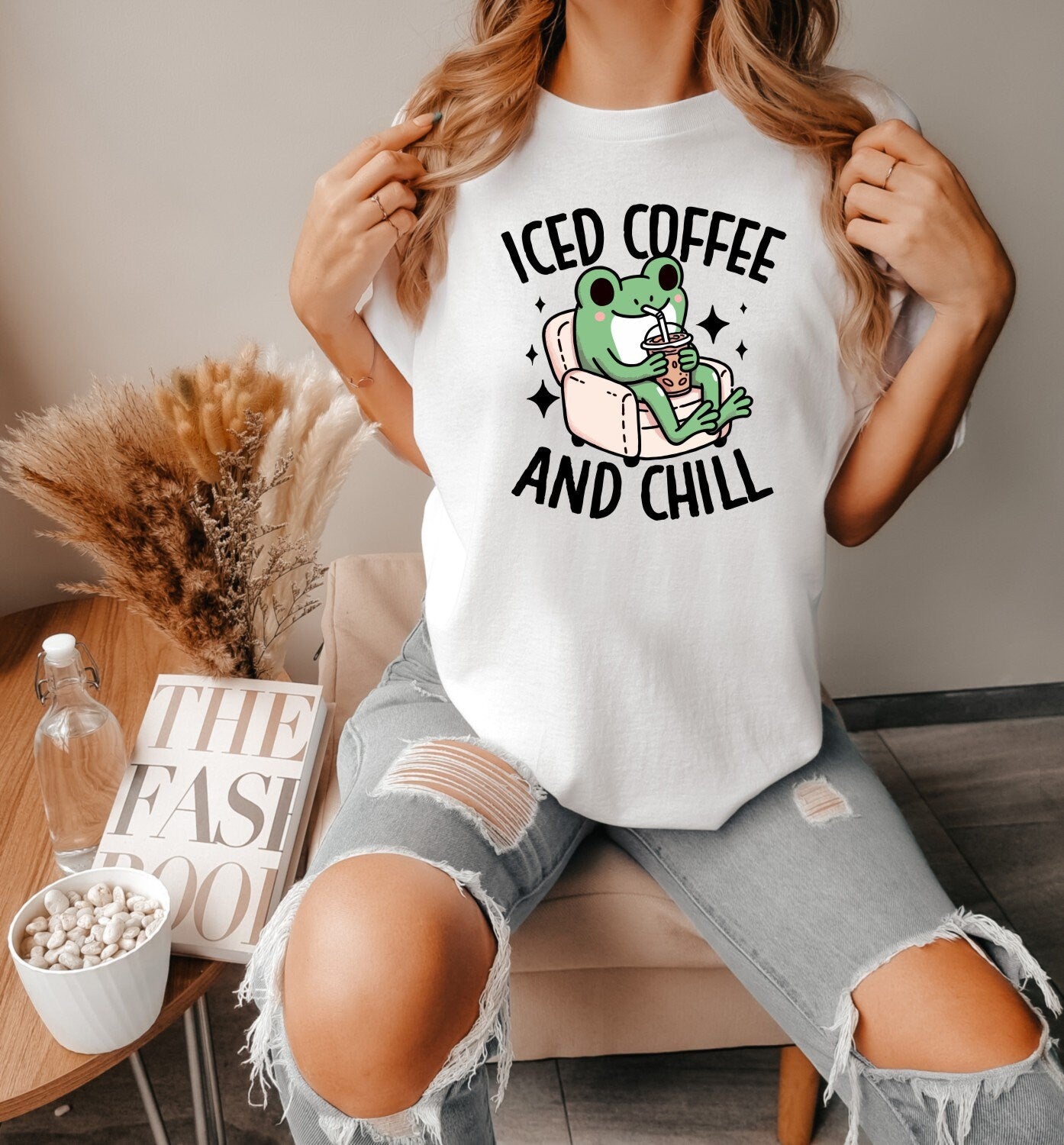 Ice Coffee and Chill Frog Shirt Funny TShirt Sarcastic T-Shirt Overstimulated Shirt Mental Health Shirt