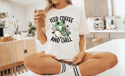 Ice Coffee and Chill Frog Shirt Funny TShirt Sarcastic T-Shirt Overstimulated Shirt Mental Health Shirt