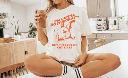 I'm Gonna Do it ok?! But Just Let me Cry First Shirt Funny TShirt Sarcastic T-Shirt Overstimulated Shirt Mental Health Shirt Funny Cat Shirt