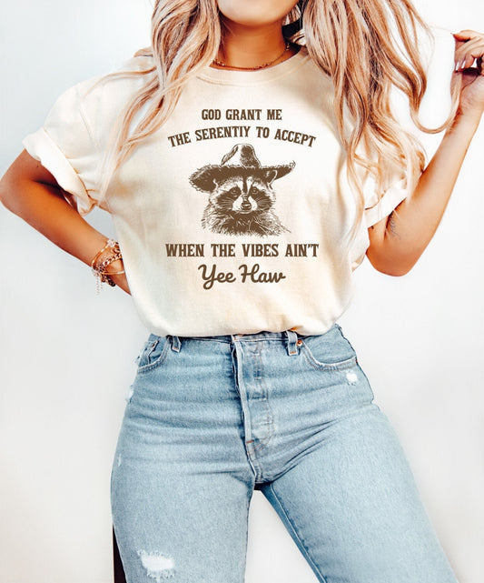 God Grant Me the Serenity to Accept When The Vibes Ain't Yee Haw Shirt Sarcastic T-Shirt Retro Shirt Vintage Shirt Mental Health Shirt