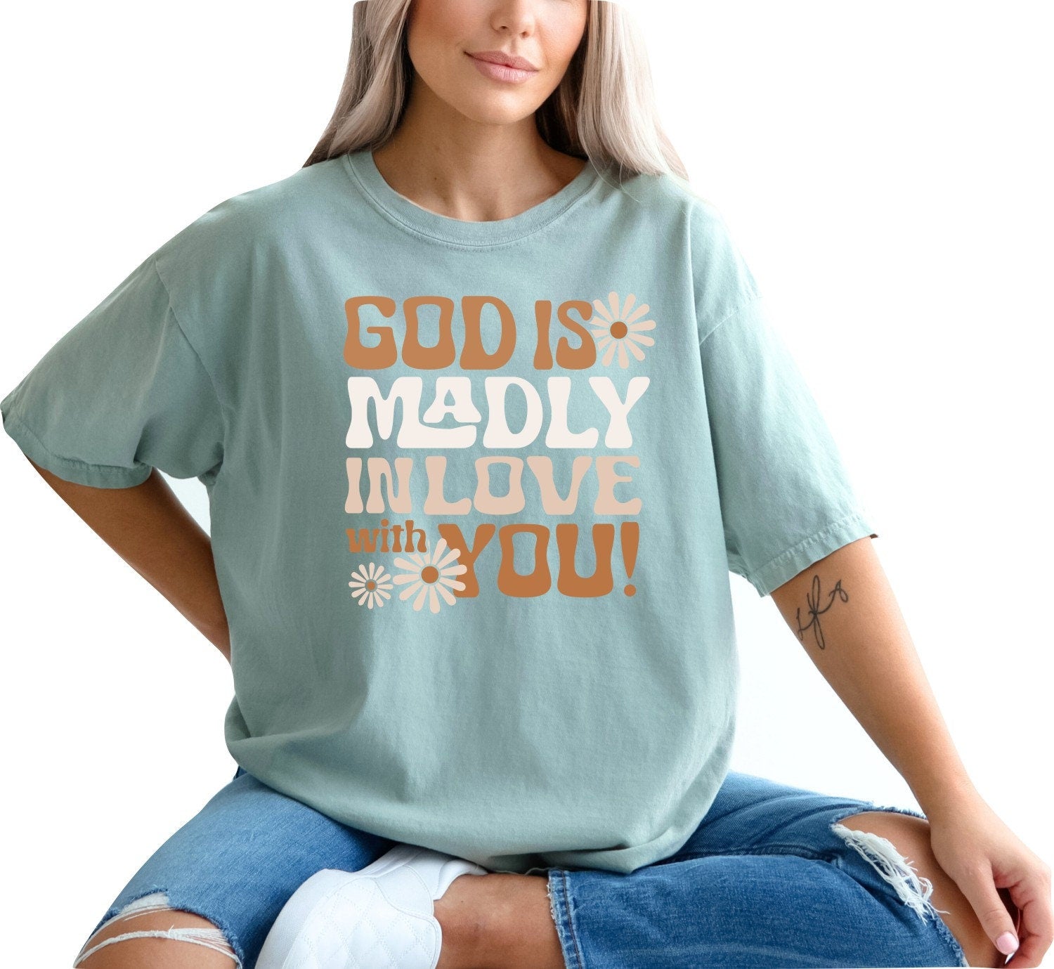 Christian Shirts Religious Tshirt Christian T Shirts Boho Christian Shirt Bible Verse Shirt God is Madly In Love With You Shirt