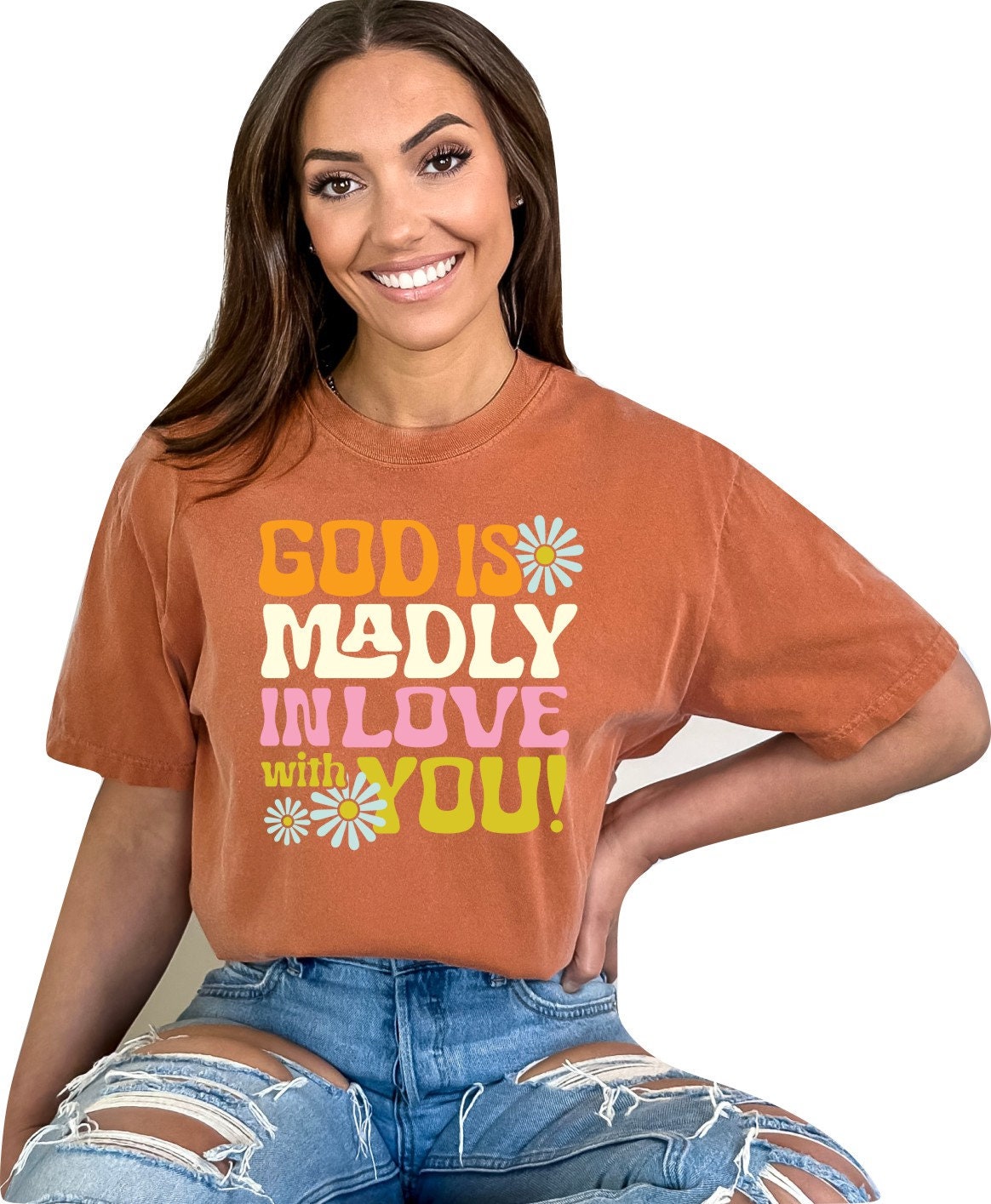 Christian Shirts Religious Tshirt Christian T Shirts Boho Christian Shirt Bible Verse Shirt God is Madly In Love With You Shirt