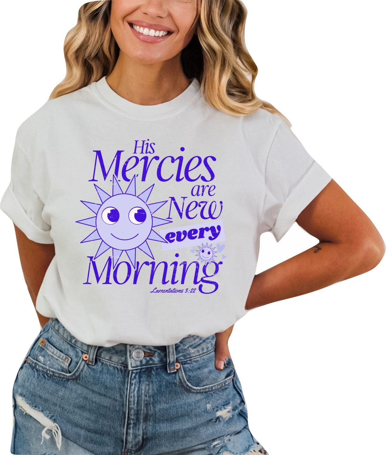 Christian Shirts Religious Tshirt Christian T Shirts Boho Christian Shirt Bible Verse Shirt His Mercies are New Every Morning Sun Shirt