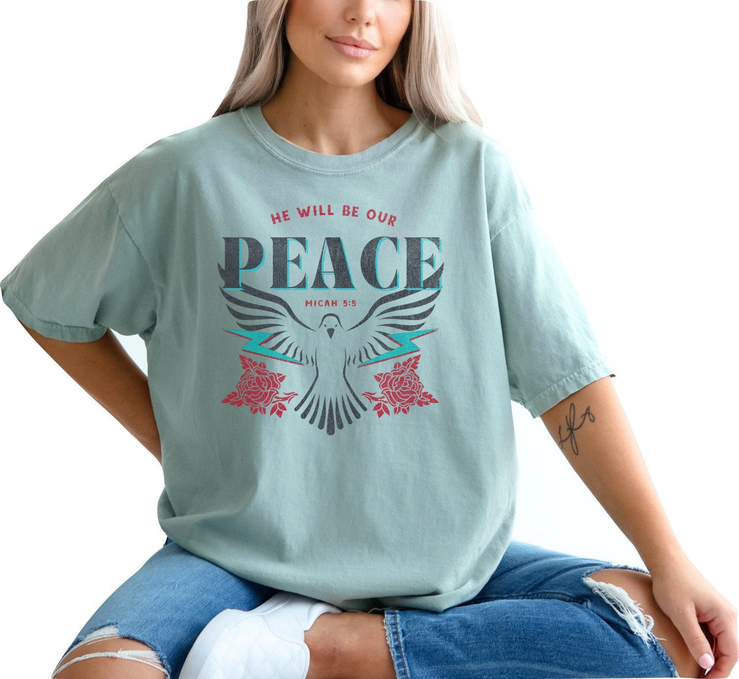 Christian Shirts Religious Tshirt Christian T Shirts Boho Christian Shirt Bible Verse Shirt He Will Be Our Peace Christian Shirt