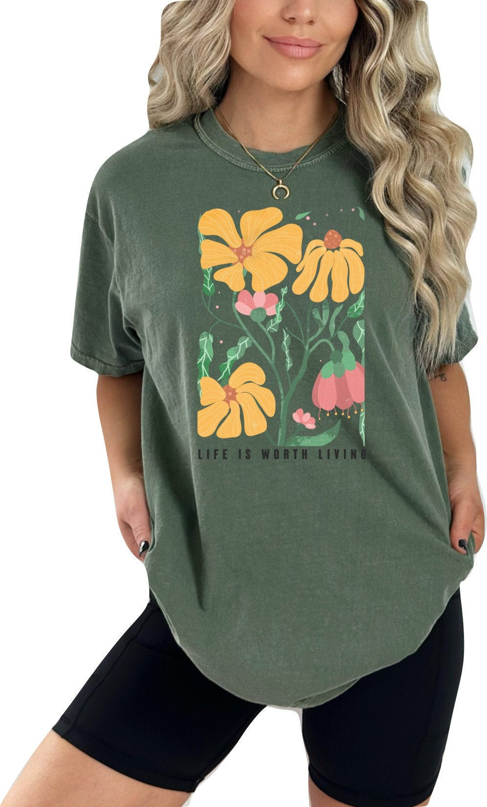 Life is Worth Living Tshirt Flower Shirt Garden Lover Shirt Flower Lover Shirt Wild Flowers Shirt Floral Tshirt Boho Floral Shirt