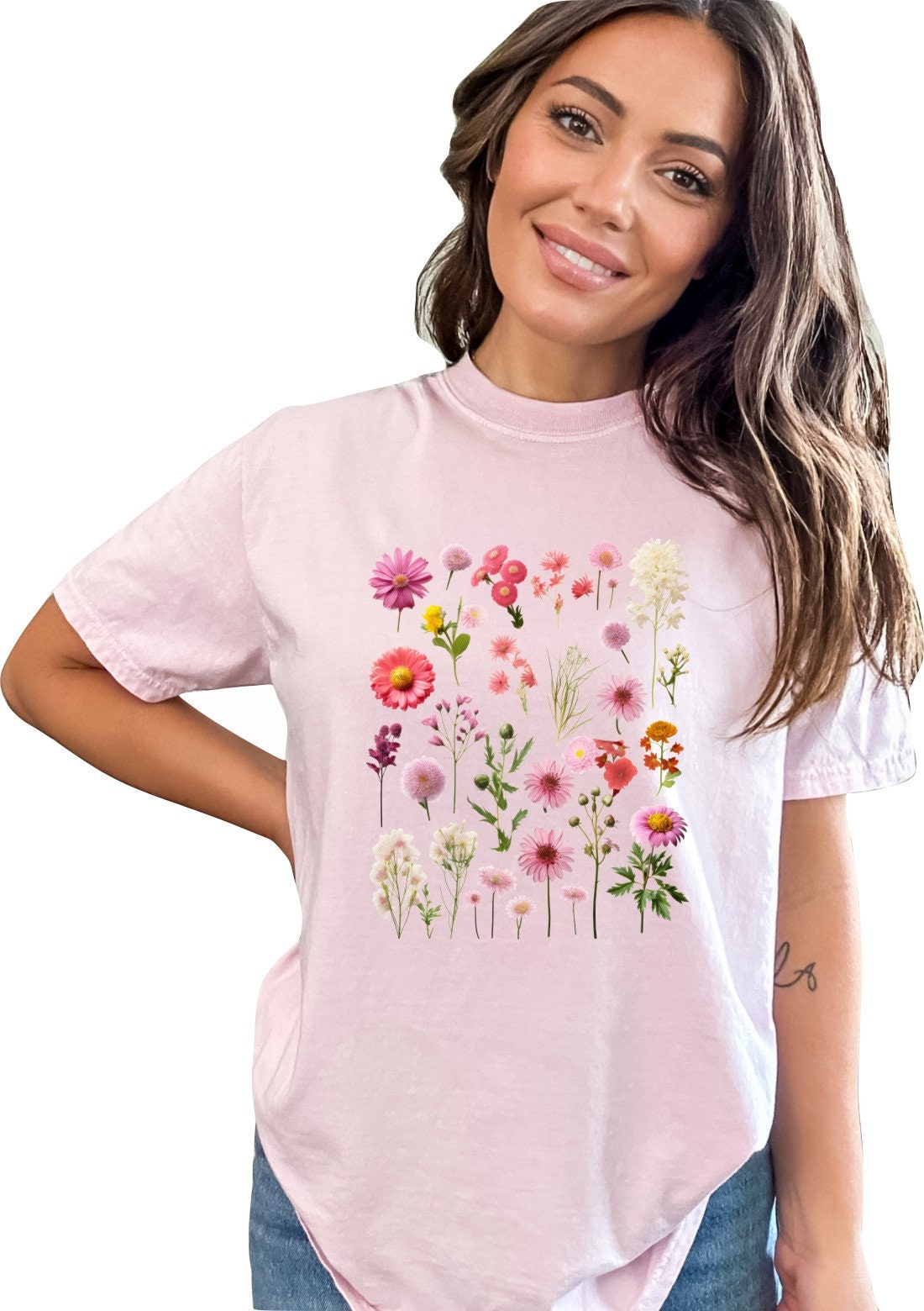 Wildflowers Tshirt Flower Shirt Garden Shirt Flower Lover Shirt Wild Flowers Shirt Floral Tshirt Garden Club Shirt Pink Press Wildflowers