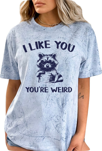 I Like You You're Weird Shirt Funny Raccoon TShirt Sarcastic T-Shirt Funny Retro Shirt Raccoon Shirt, Funny Meme Shirt Raccoon Shirt