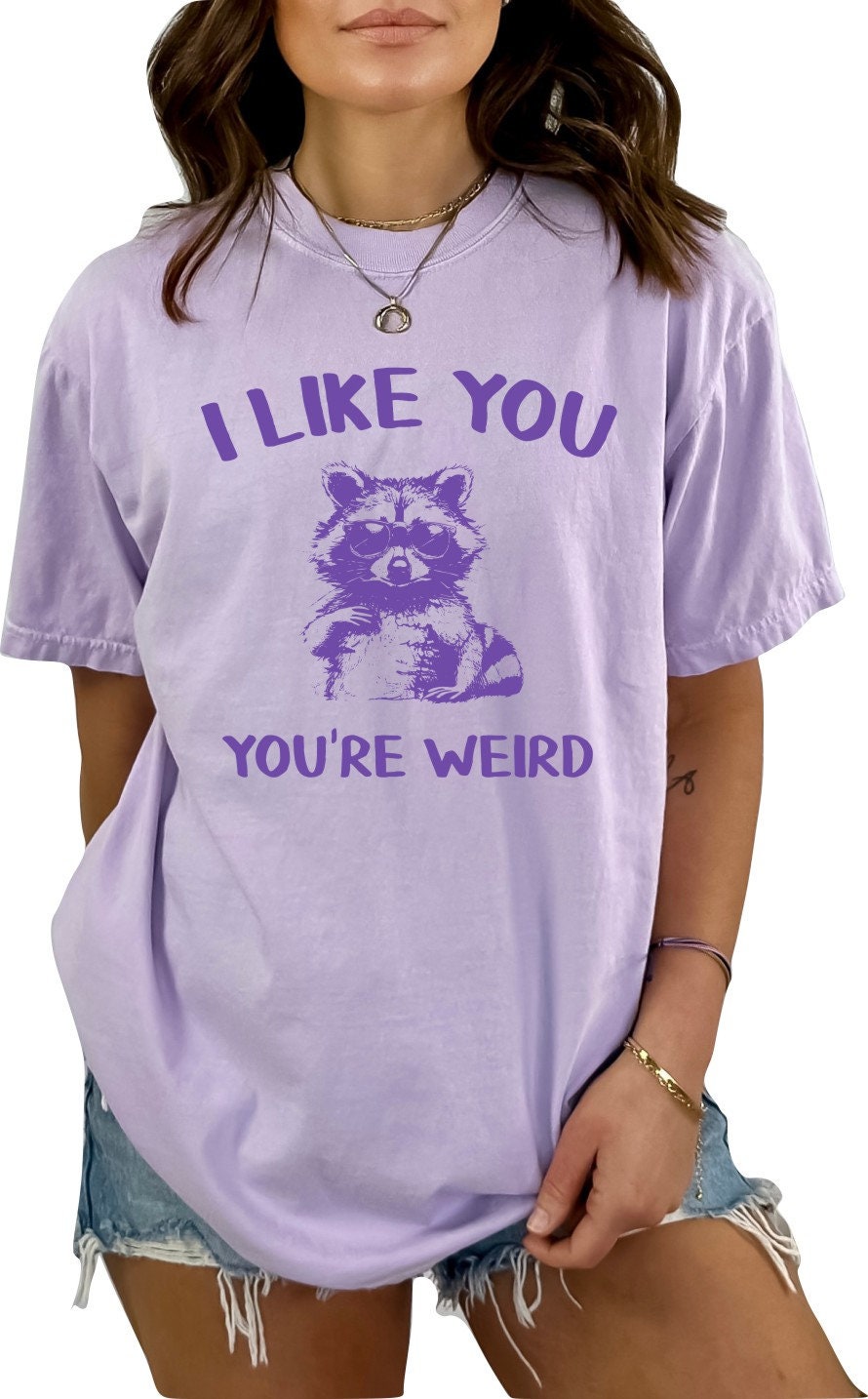 I Like You You're Weird Shirt Funny Raccoon TShirt Sarcastic T-Shirt Funny Retro Shirt Raccoon Shirt, Funny Meme Shirt Raccoon Shirt