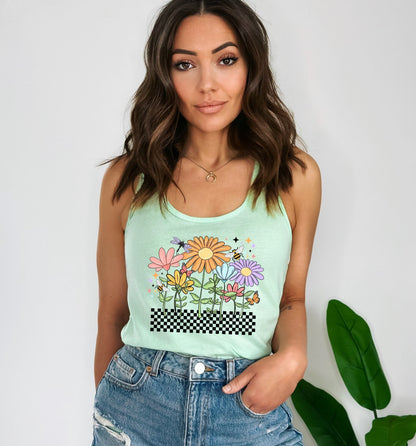 Spring Florals Tshirt, Boho Tshirt, Trendy Shirt, Summer Shirt, Ladies Tank Top, Gift For Her, Trendy Summer Tank Top, Aesthetic Sweatshirt