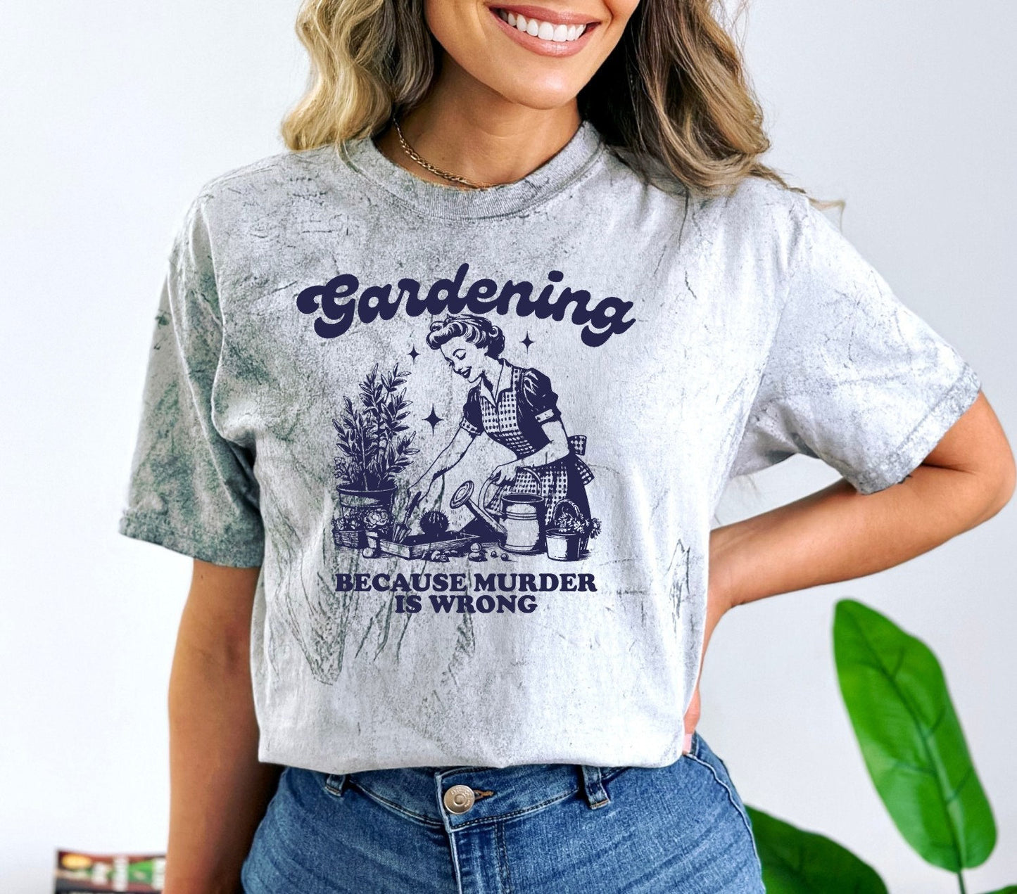 Gardening Because Murder Is Wrong Shirt Funny Gardening Sweatshirt, Gardening TShirt Gift for Plant Lover Gardeners Gift For Mom Plants