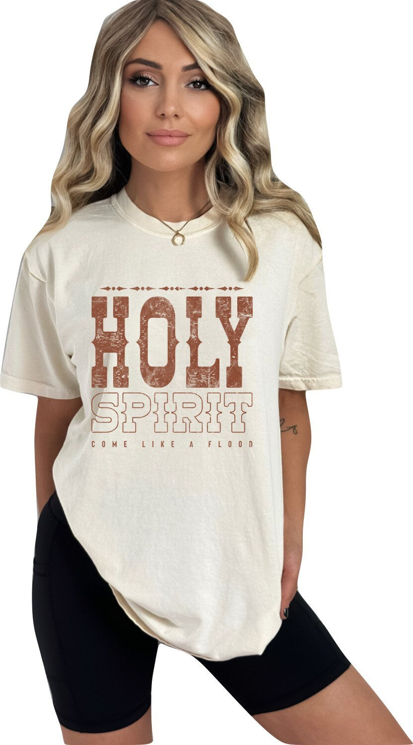 Christian Shirts Religious Tshirt Christian T Shirts Boho Christian Shirt Bible Verse Shirt Holy Spirit Come Like a Flood Shirt