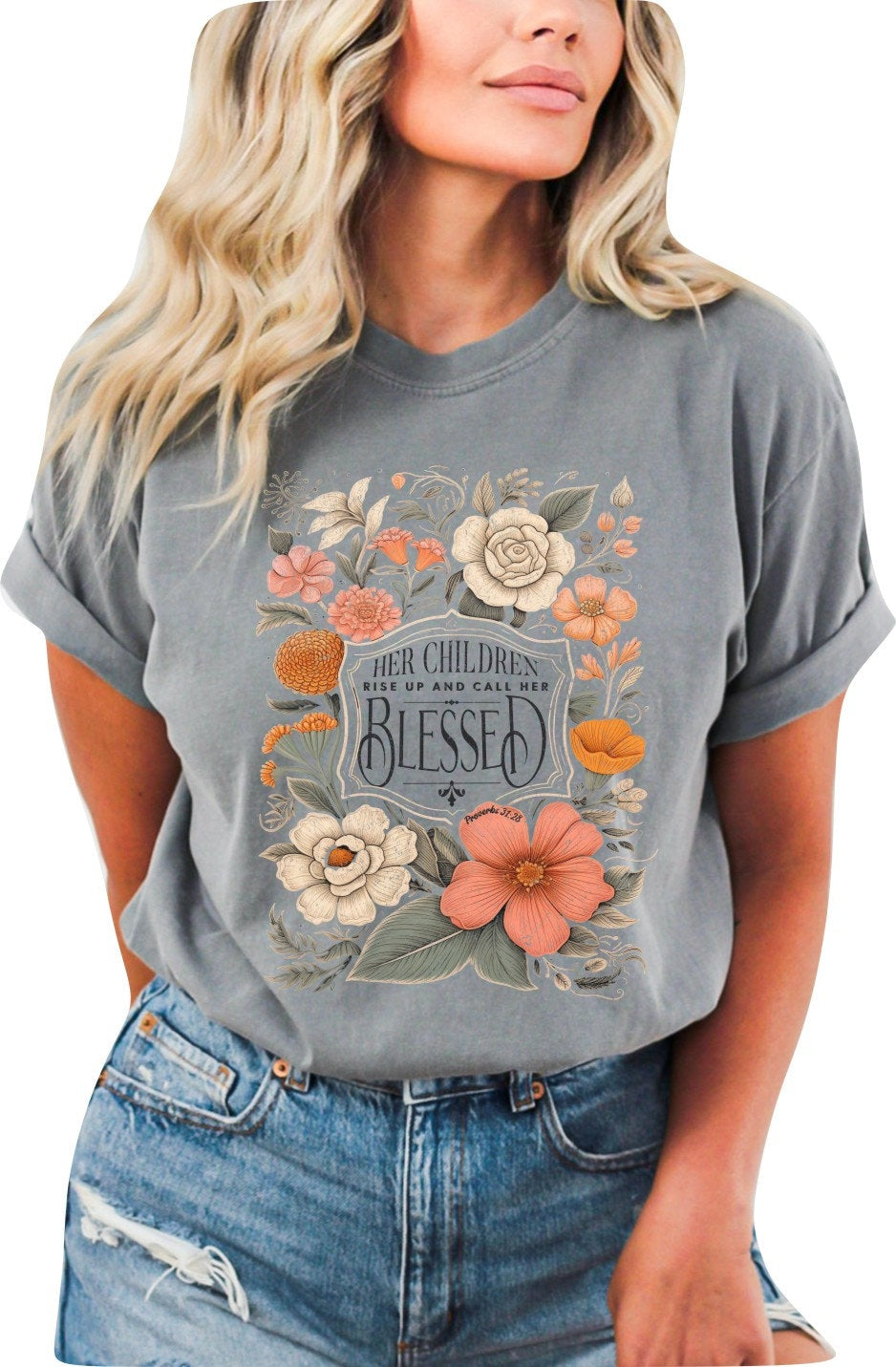 Christian Mother's Day Shirt Mothers Day TShirt Bible Verse Shirt Christian Mom Shirt Her Children Rise Up and Call Her Blessed Shirt