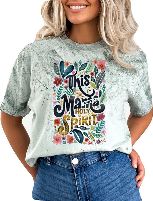 Christian Mother's Day Shirt Mothers Day TShirt Religious Mothers Day Gift Christian Mom Shirt This Mama Runs on Holy Spirit Christian Shirt