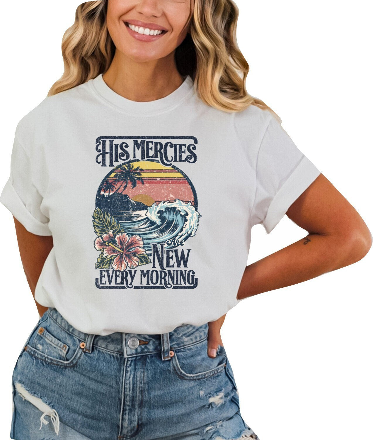 Christian Shirts Boho Christian Shirt Religious Tshirt Christian T Shirts Bible Verse Shirt His Mercies are New Every Morning Shirt