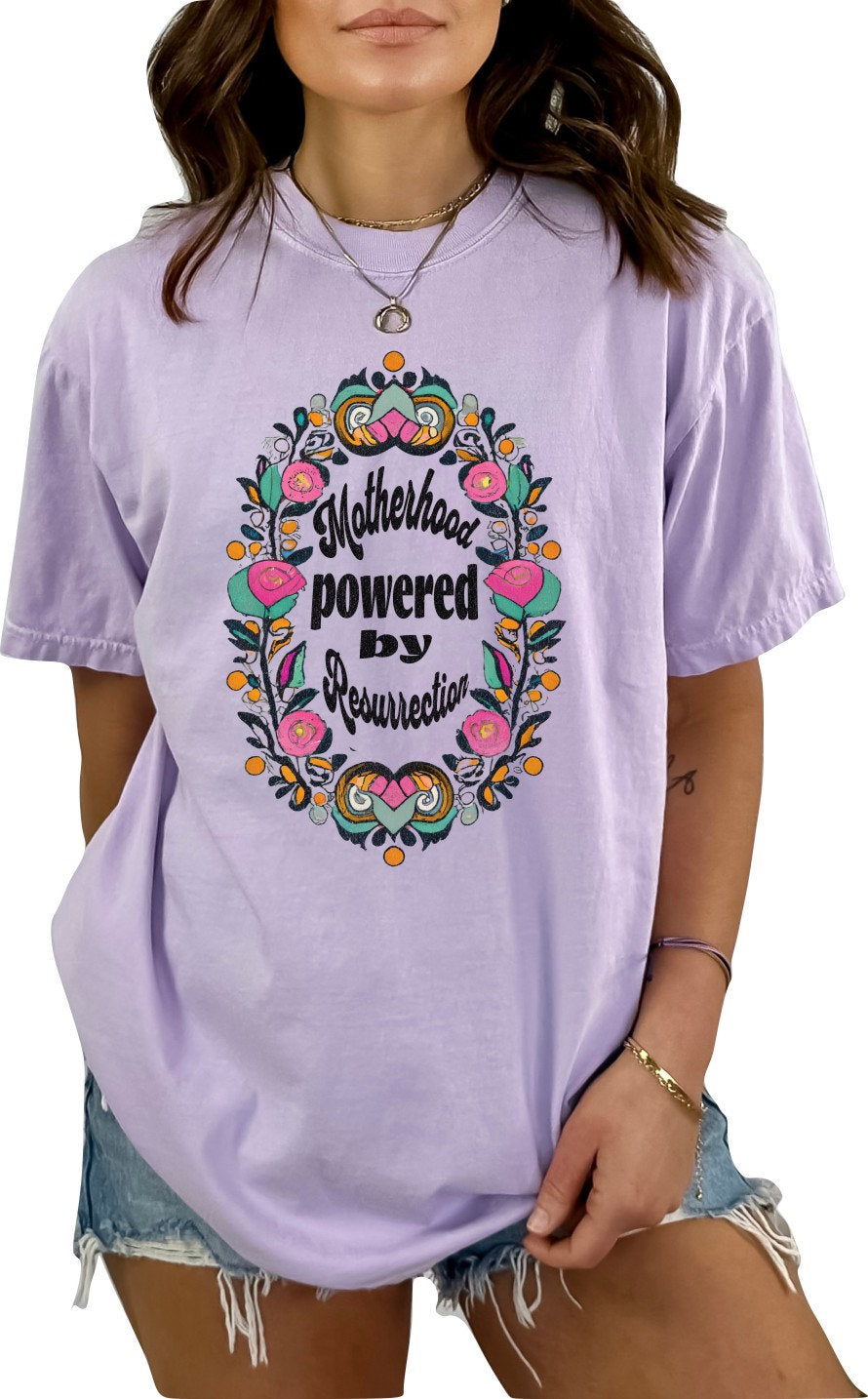 Mothers Day Shirt Christian Mother's Day Shirt Mothers Day TShirt Religious Mothers Day Gift Shirt Motherhood Powered By Resurrection Shirt