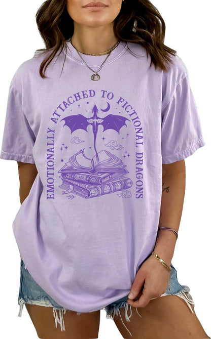 Book Shirt Emotionally Attached to Fictional Dragons TShirt Book Lover Shirt Book TShirt women Reading Shirts Book Club Shirt Comfort Colors