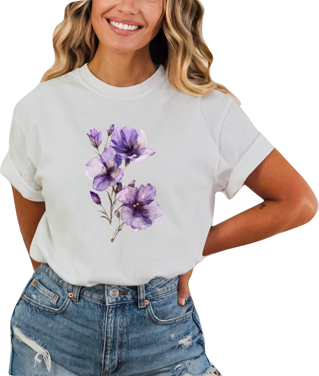 Wildflowers Tshirt Flower Shirt Garden Lover Shirt Flower Lover Shirt Wild Flowers Shirt Floral Tshirt Purple Flowers Watercolor Shirt