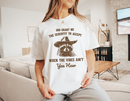 God Grant Me the Serenity to Accept When The Vibes Ain't Yee Haw Shirt Sarcastic T-Shirt Retro Shirt Vintage Shirt Mental Health Shirt